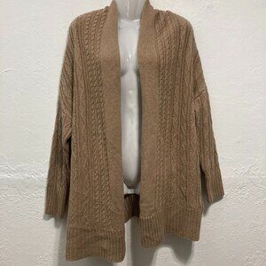 NWT MAX STUDIO Sweater Alpaca Wool Blend Duster Cardigan Cable Open Front M/M
